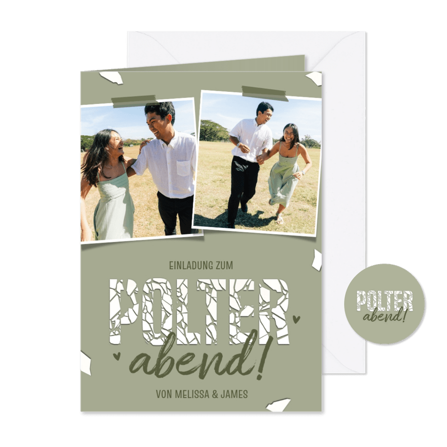 Karte Einladung Polterabend eigene Fotos - Karteneindruck
