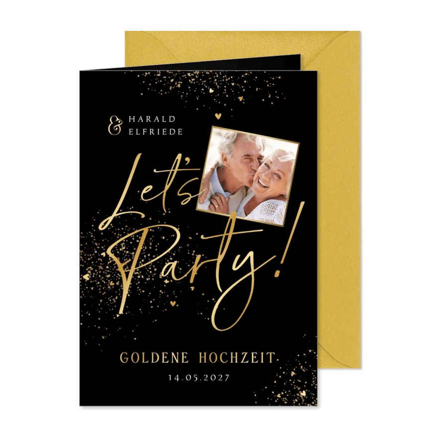 Karte Einladung zur goldenen Hochzeit Foto - Karteneindruck