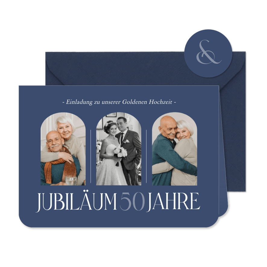 Karte Einladung zur Goldenen Hochzeit Fotoreihe - Karteneindruck
