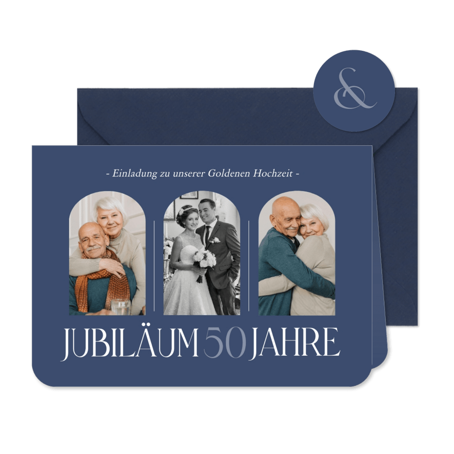 Karte Einladung zur Goldenen Hochzeit Fotoreihe - Karteneindruck
