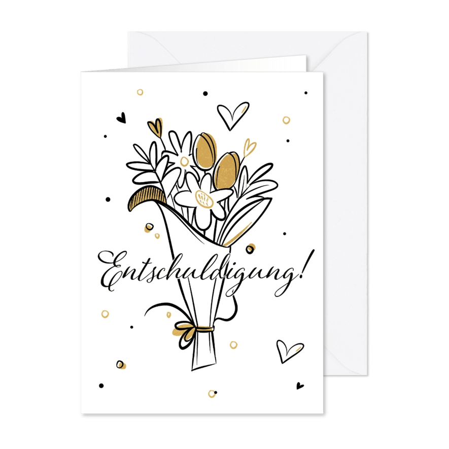 Karte Entschuldigung mit Blumenstrauß - Karteneindruck