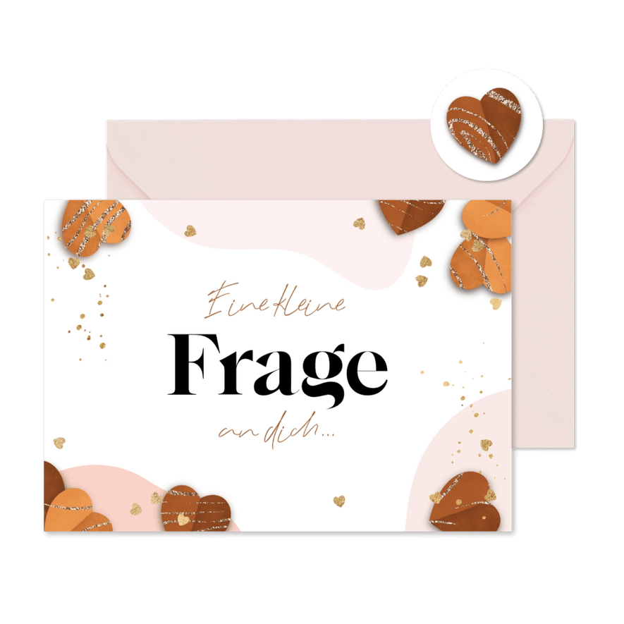 Karte Frage an Trauzeugin Herzchen Goldstreifen - Karteneindruck