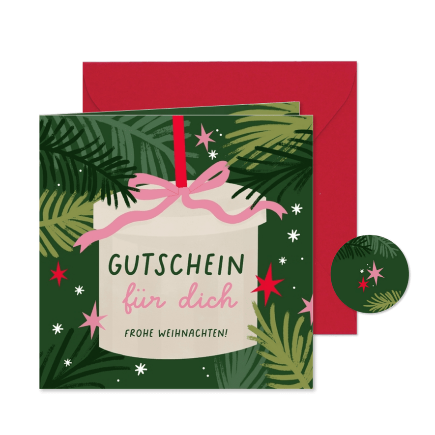 Karte für Gutschein zu Weihnachtsgeschenk - Karteneindruck
