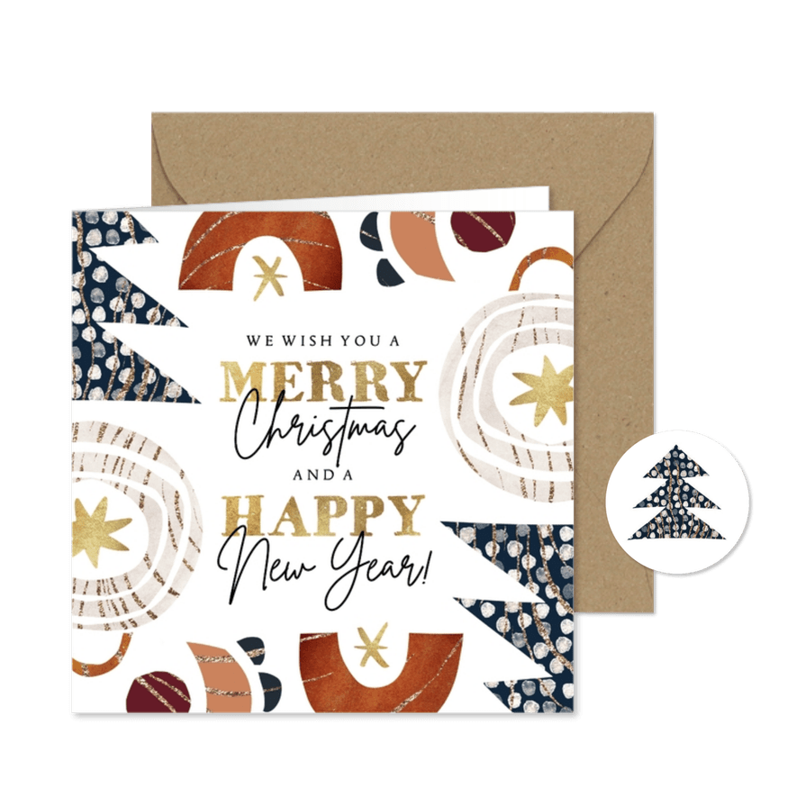 Karte für Kunden zu Weihnachten grafische Symbole - Karteneindruck