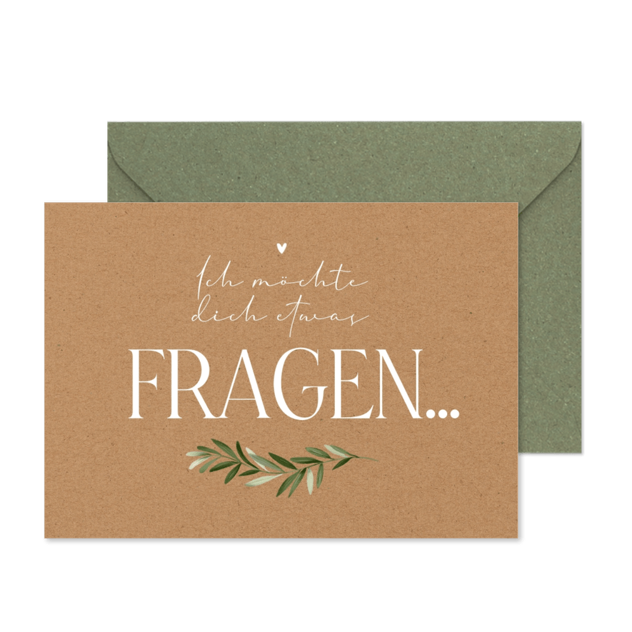 Karte für Trauzeugen Zweig auf Kraftpapier - Karteneindruck
