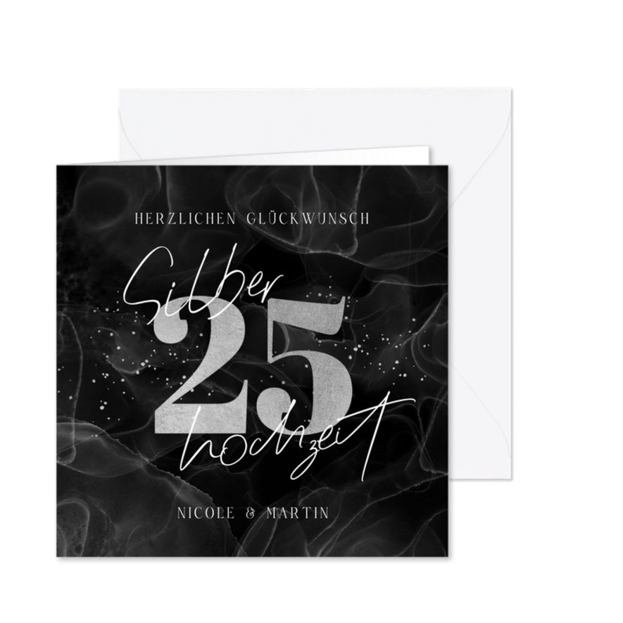 Karte Glückwunsch 25 Silberhochzeit - Karteneindruck