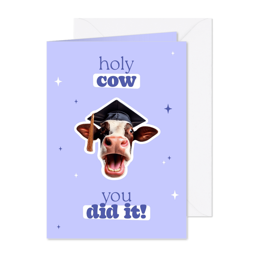 Karte Glückwunsch Abitur, Prüfung, Studium 'Holy Cow' - Karteneindruck