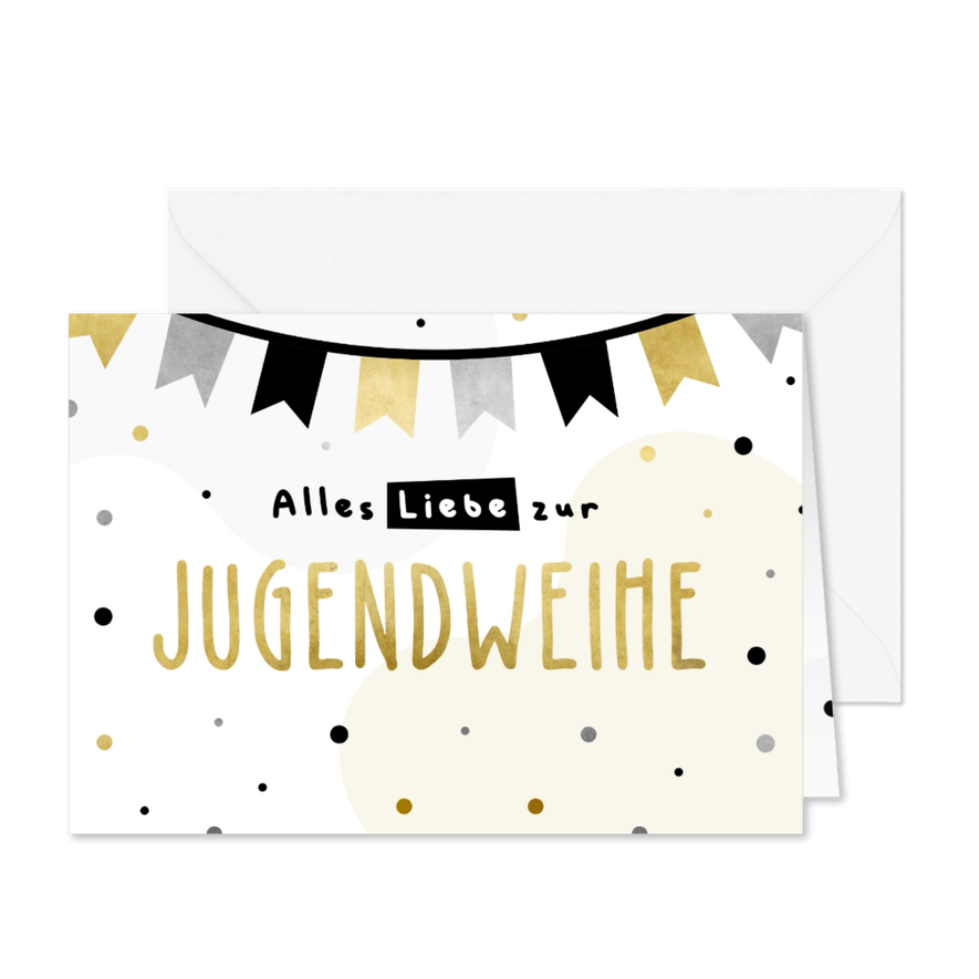 Karte Glückwunsch Jugendweihe Wimpelkette - Karteneindruck