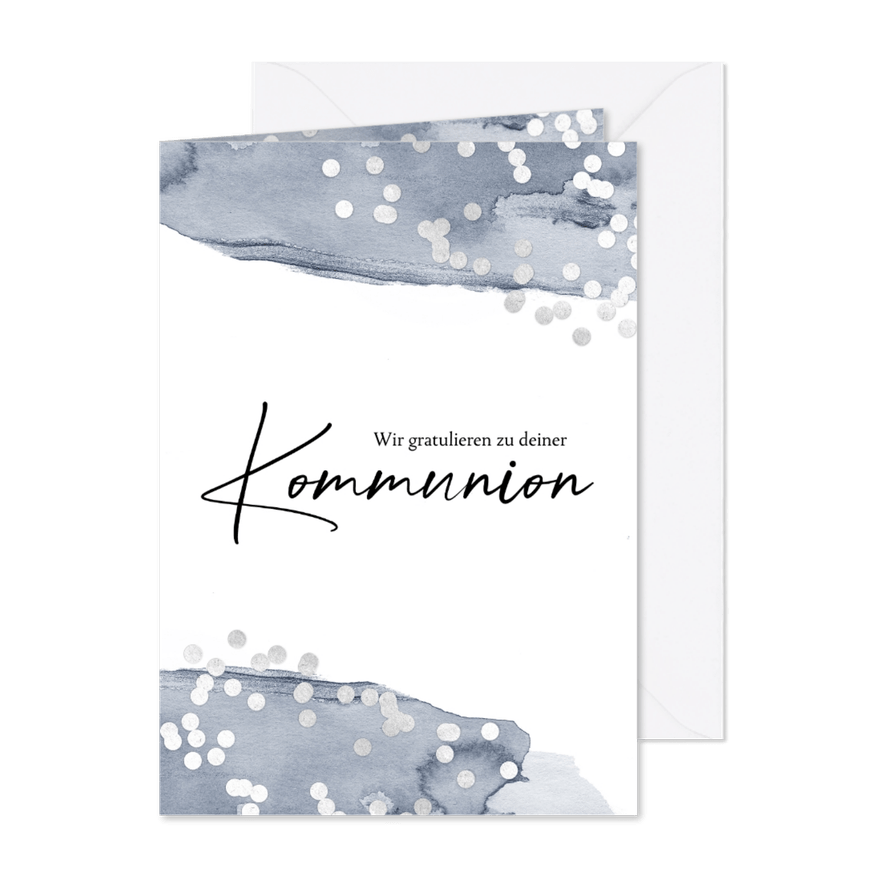 Karte Glückwunsch Kommunion Aquarell - Karteneindruck