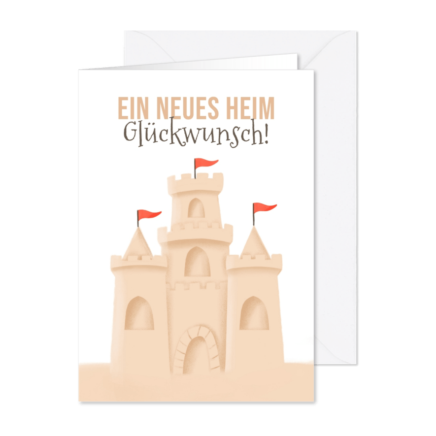 Karte Glückwunsch neues Heim mit Sandburg - Karteneindruck