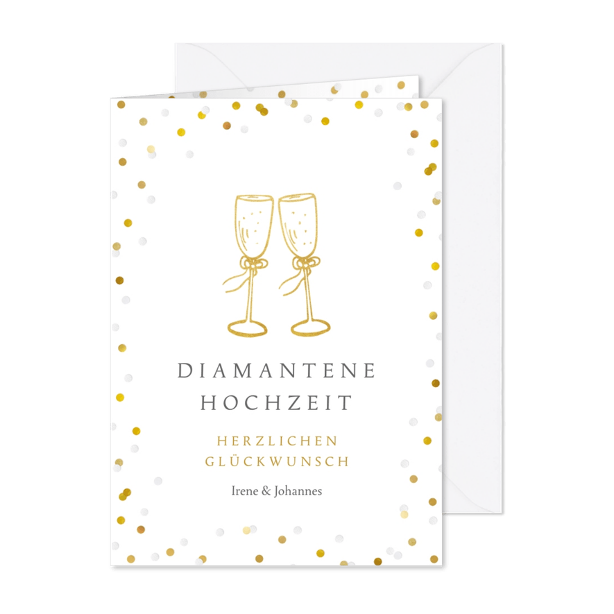 Karte Glückwunsch Sektgläser Diamantene Hochzeit - Karteneindruck