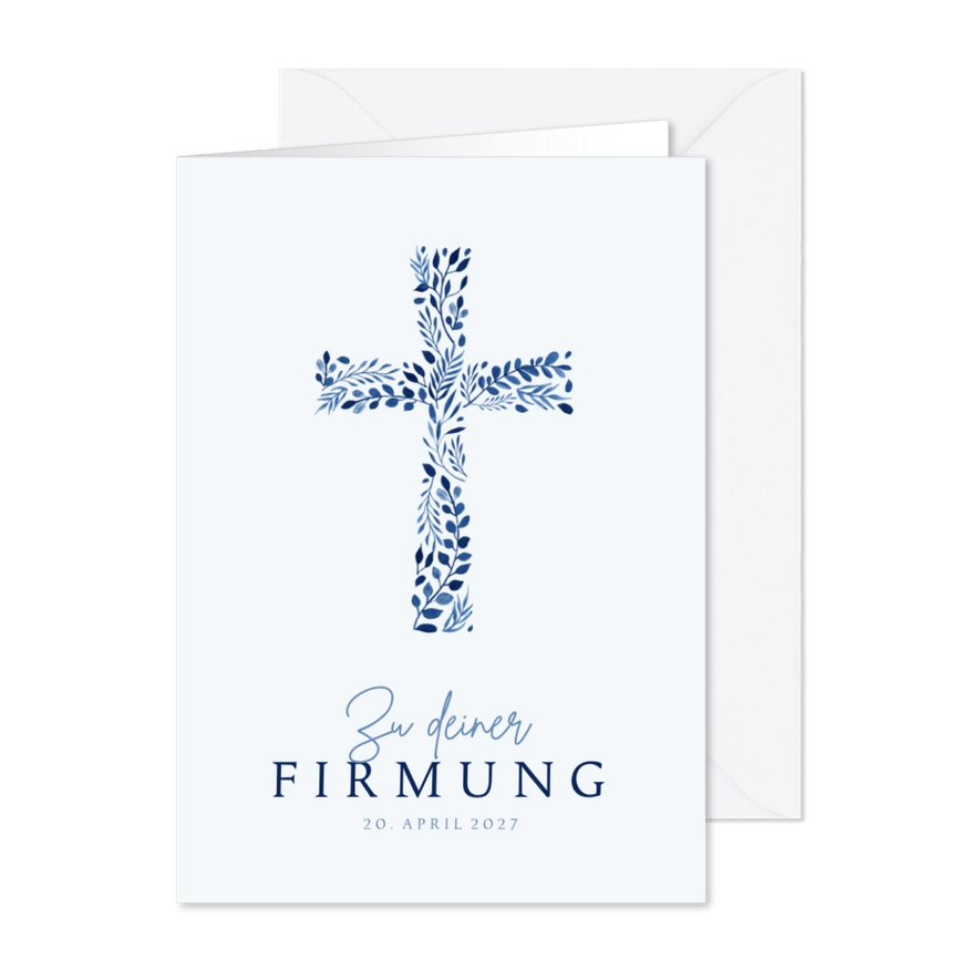 Karte Glückwunsch zur Firmung Kreuz aus Zweigen - Karteneindruck