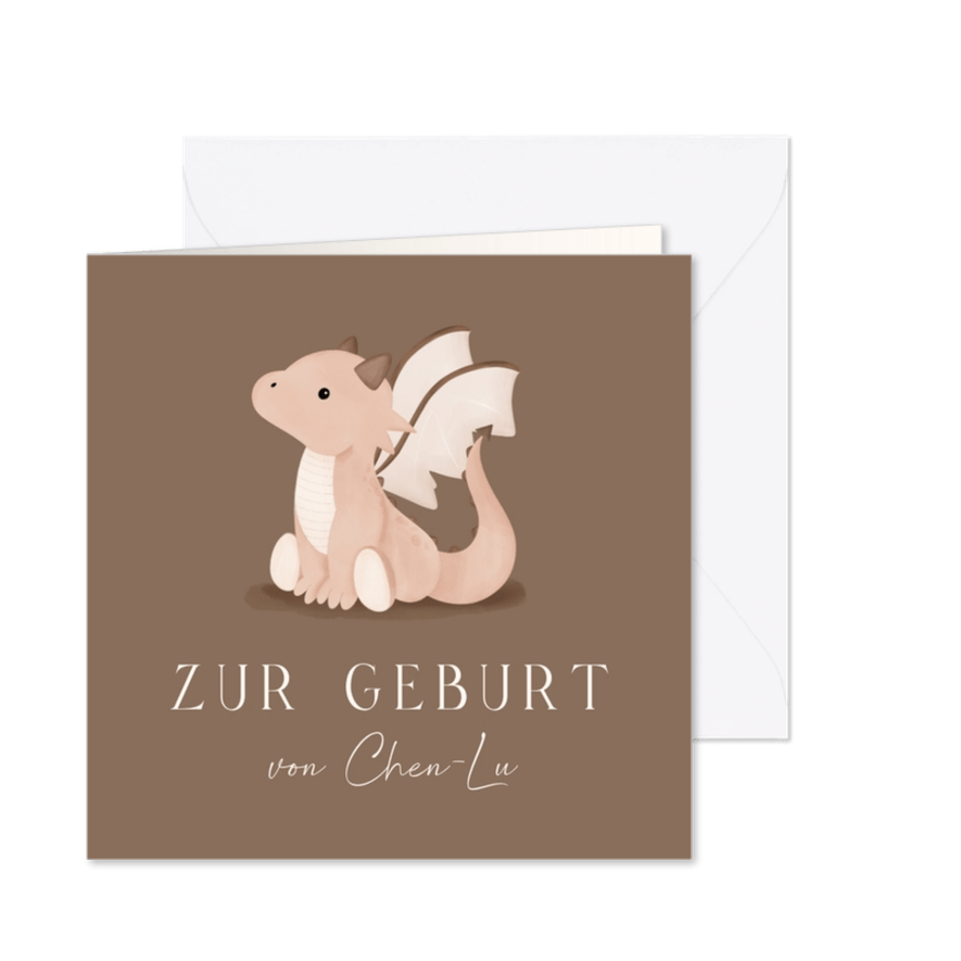 Karte Glückwunsch zur Geburt kleiner Drache - Karteneindruck
