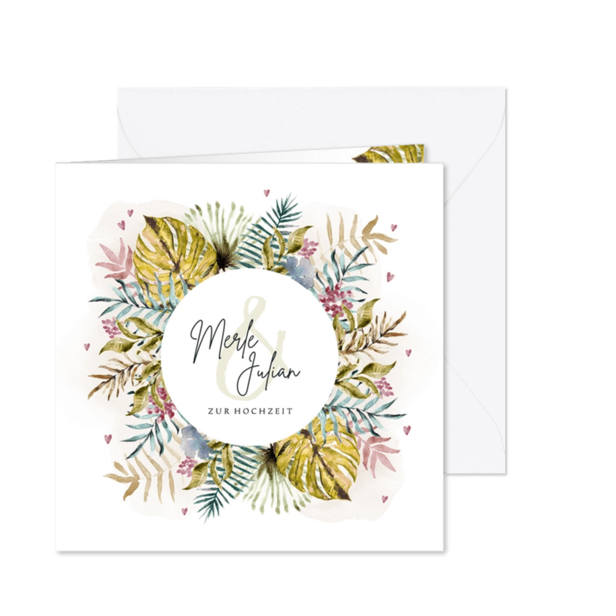 Karte Glückwunsch zur Hochzeit Blumenornament - Karteneindruck