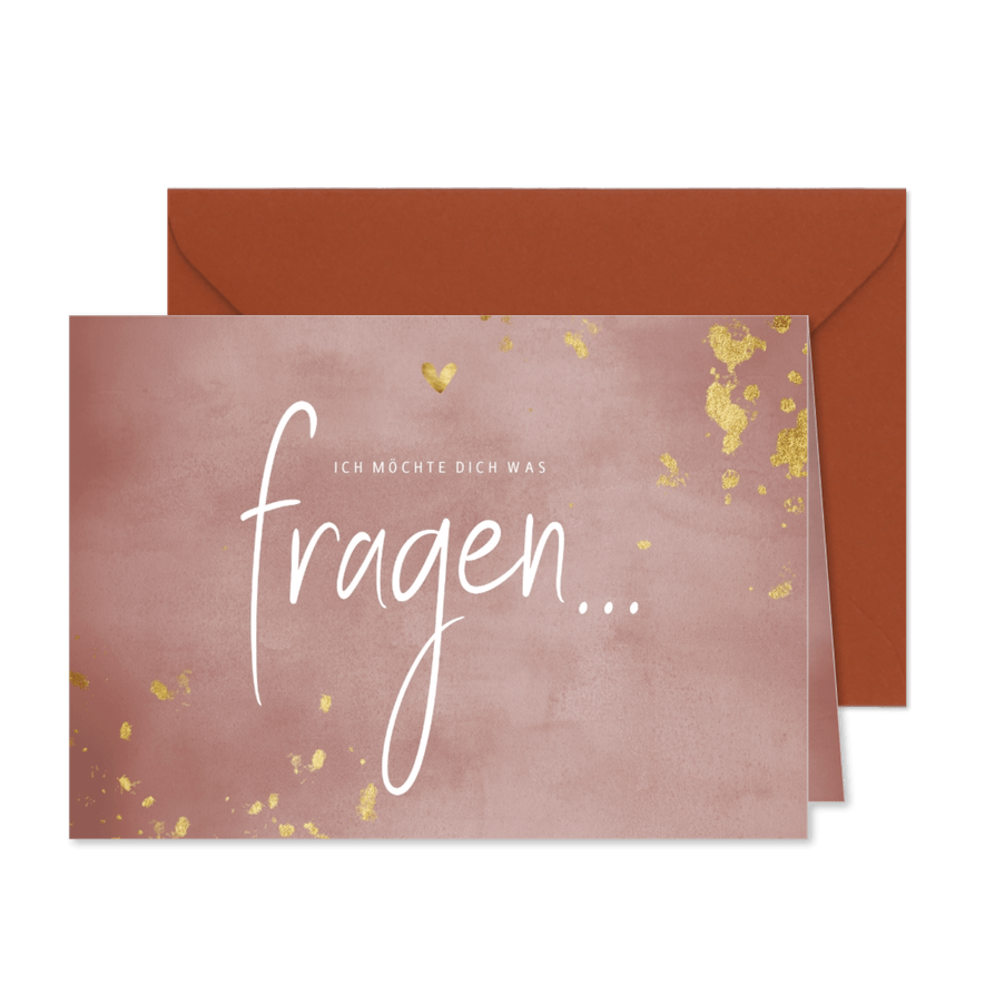 Karte Hochzeit Trauzeugin fragen Goldtupfen - Karteneindruck
