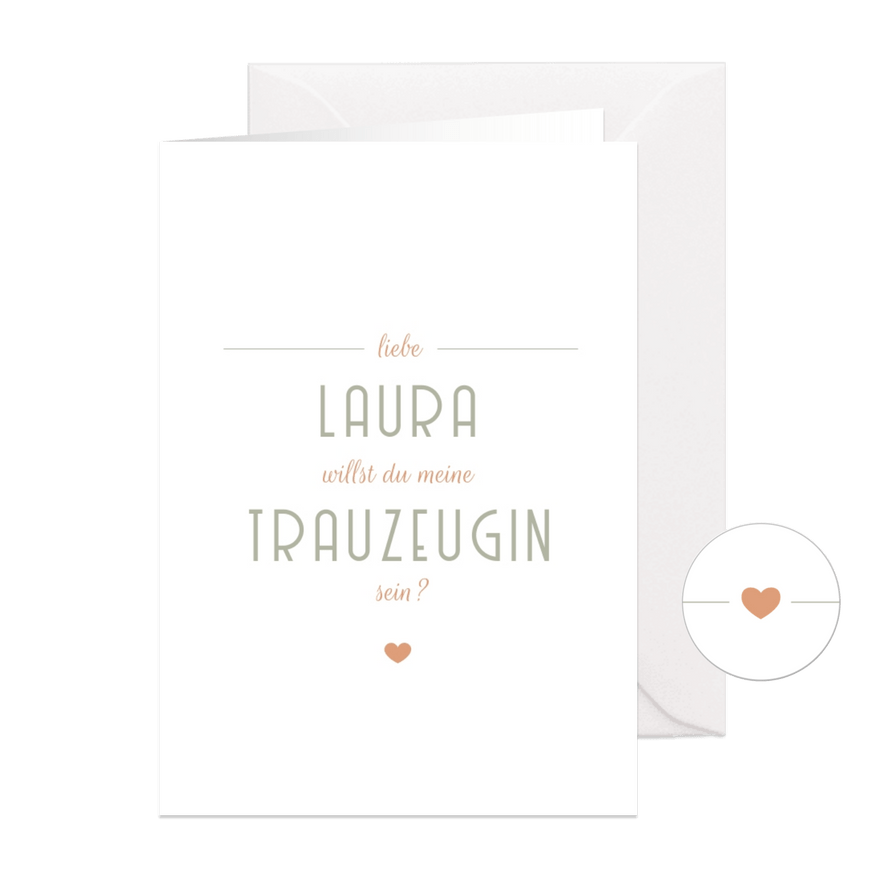 Karte Hochzeit Trauzeugin fragen moderne Klassik - Karteneindruck
