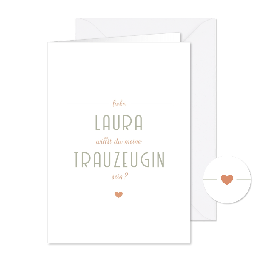 Karte Hochzeit Trauzeugin fragen moderne Klassik - Kartenvorschau