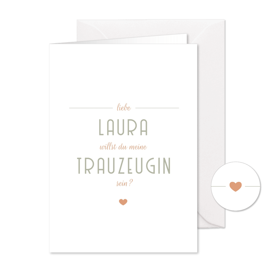 Karte Hochzeit Trauzeugin fragen moderne Klassik - Karteneindruck
