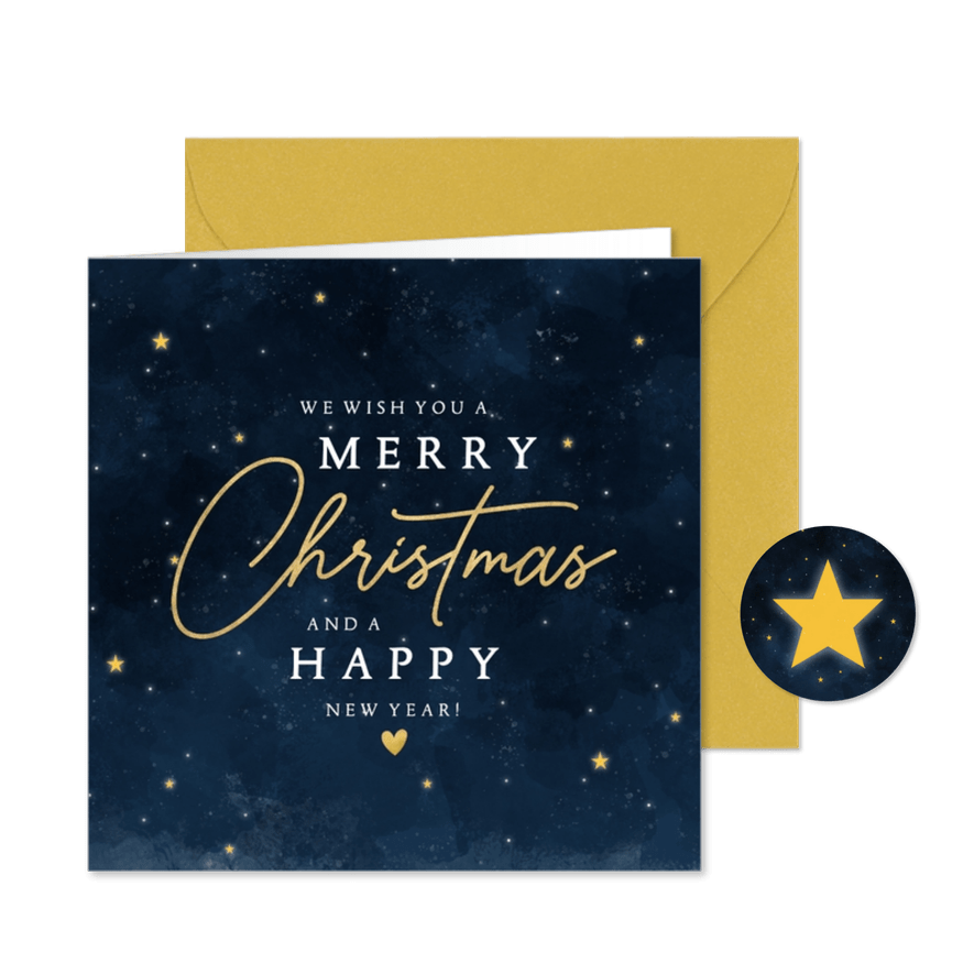 Karte 'Merry Christmas' mit Sternenhimmel - Karteneindruck
