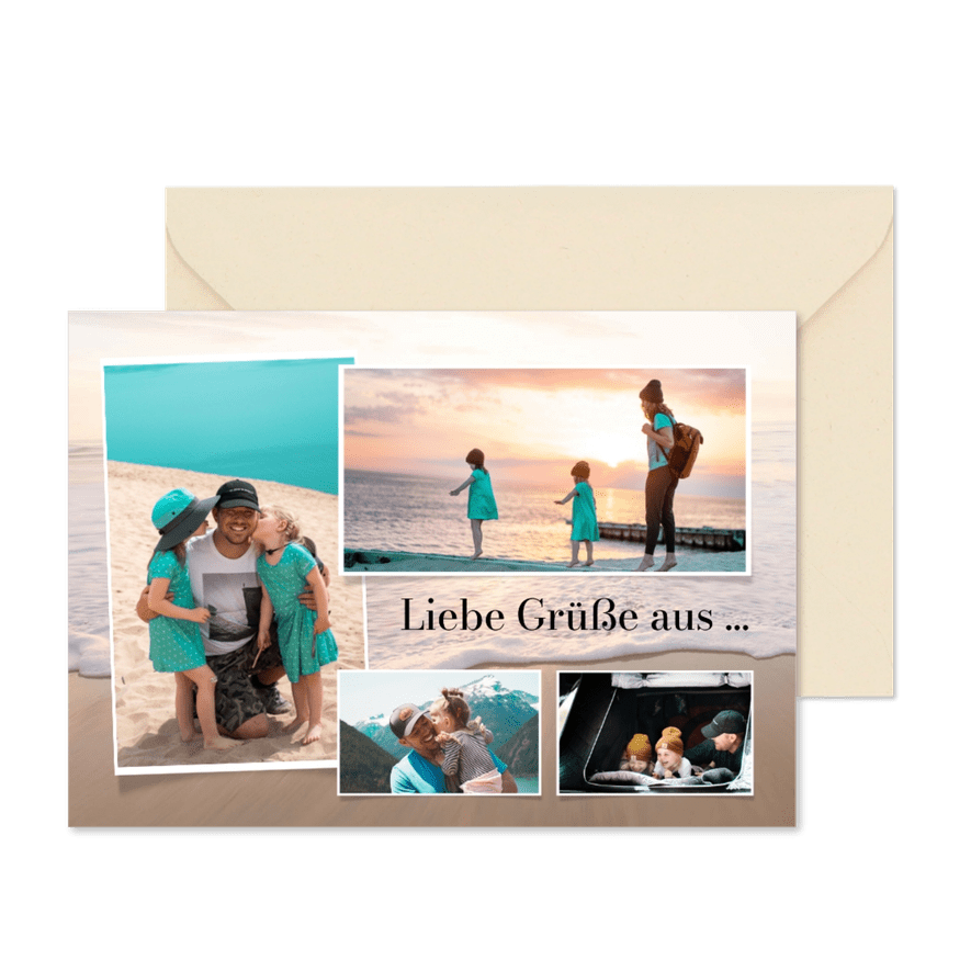 Karte mit Fotos Strandmotiv Urlaubsgrüße - Kartenvorschau