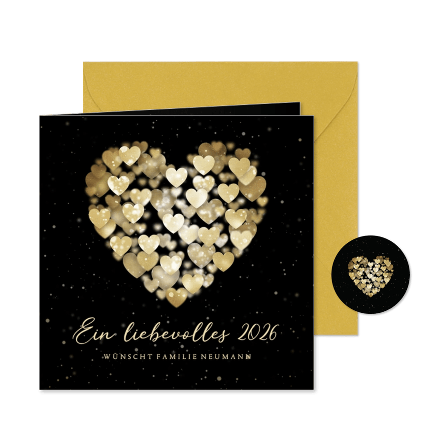 Karte Neujahr Herz aus Herzen - Karteneindruck