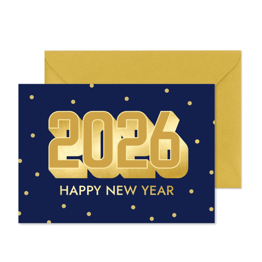 Karte Neujahrsgrüße 2026 in 3D - Karteneindruck