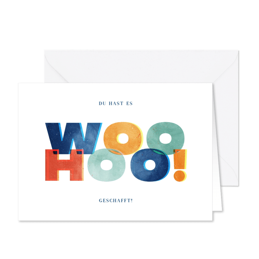 Karte Prüfung bestanden 'Woohoo' - Karteneindruck
