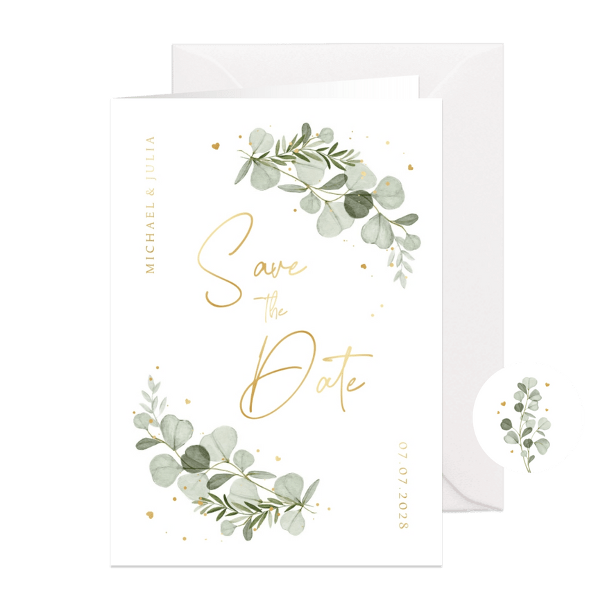 Karte Save-the-Date Hochzeit Aquarellzweige - Karteneindruck
