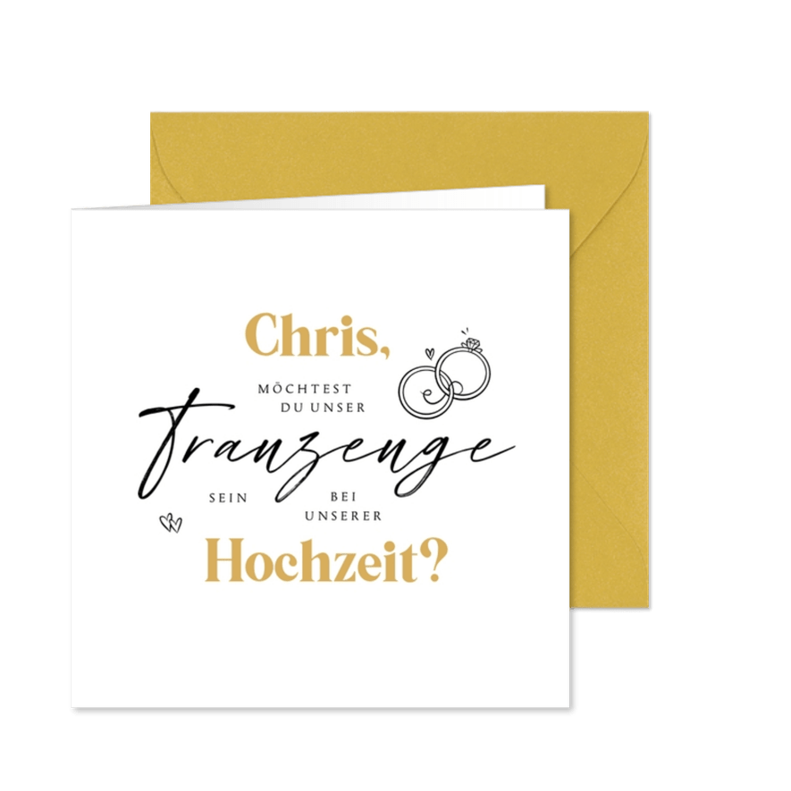 Karte Trauzeuge Eheringe - Karteneindruck
