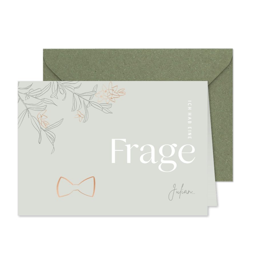Karte Trauzeuge fragen Blüten & Fliege - Kartenvorschau
