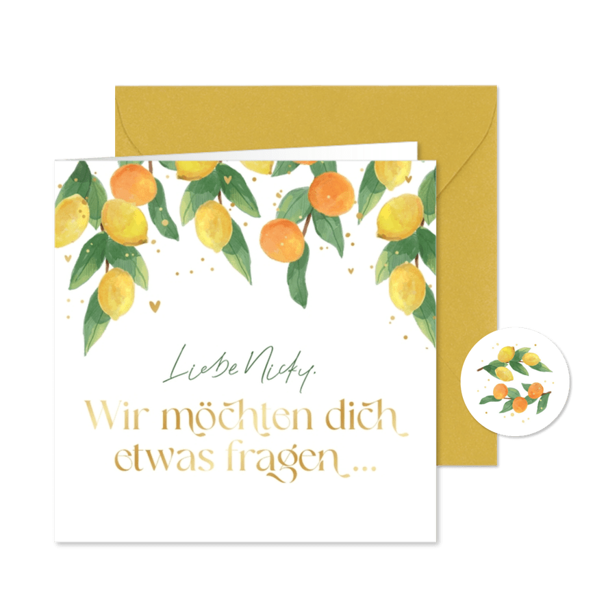 Karte Trauzeuge fragen Zitrusfrüchte - Kartenvorschau
