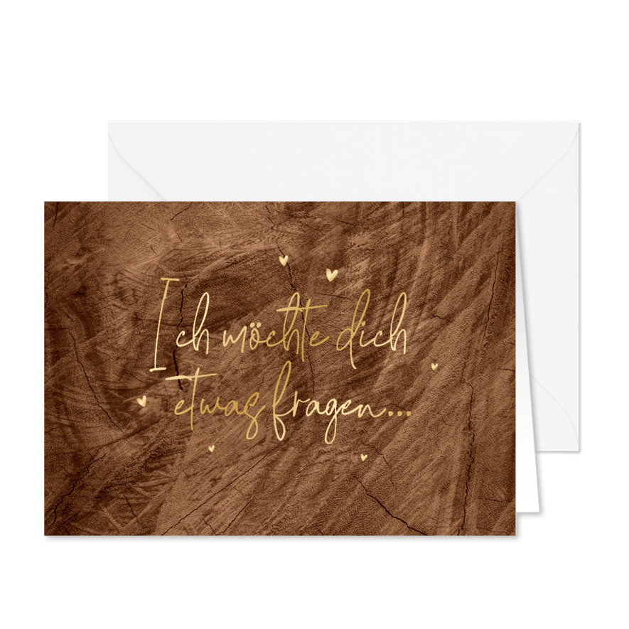 Karte Trauzeuge Schrift Goldlook auf Holz - Karteneindruck