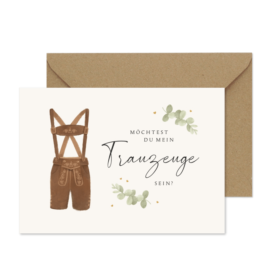 Karte Trauzeuge Trachtenhochzeit Lederhose - Kartenvorschau