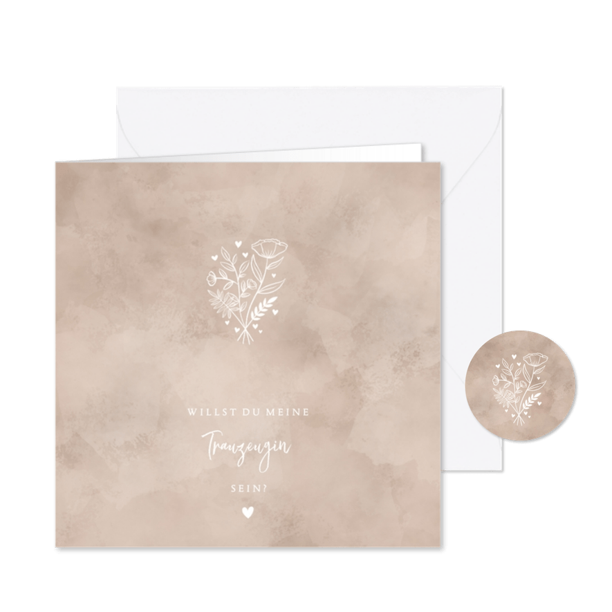Karte Trauzeugin altrosa Aquarell - Karteneindruck
