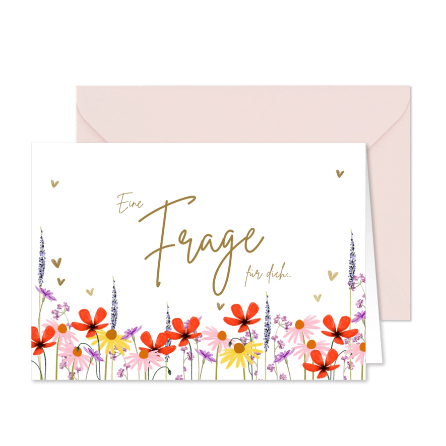 Karte Trauzeugin-Frage zur Hochzeit Blumenwiese - Kartenvorschau