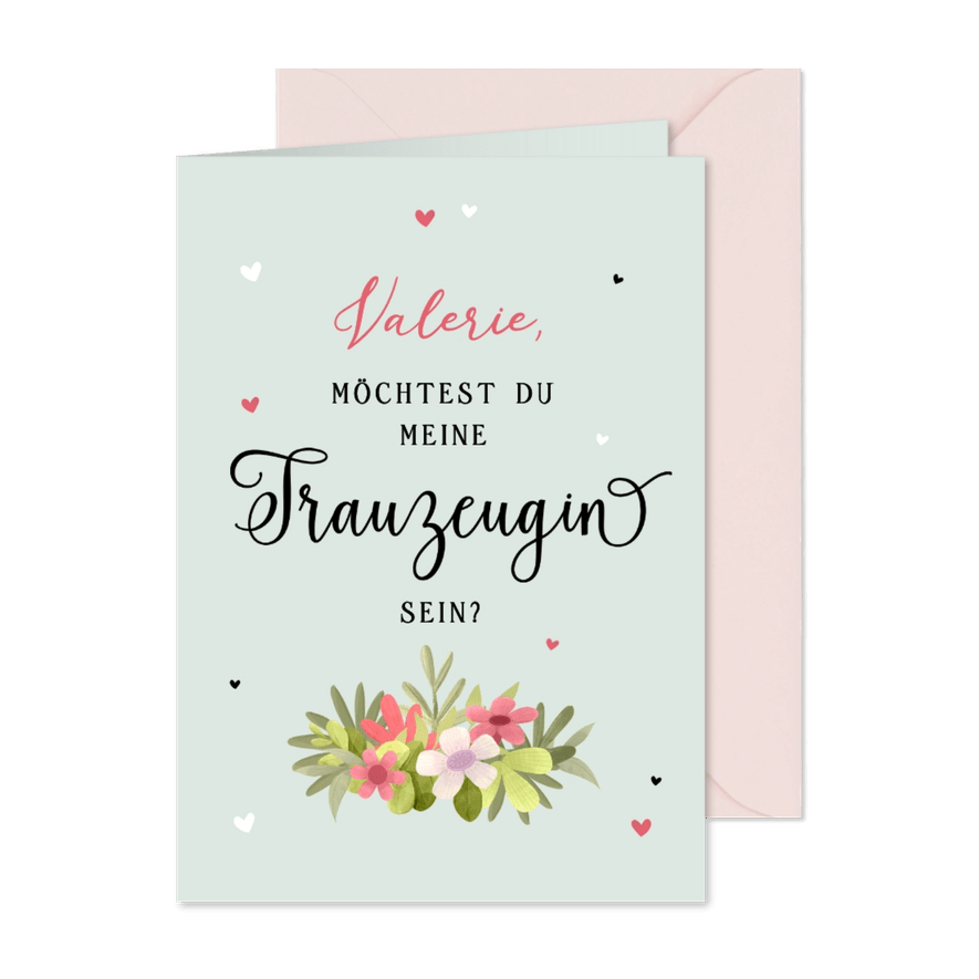Karte Trauzeugin fragen Blumen Vintagelook - Kartenvorschau