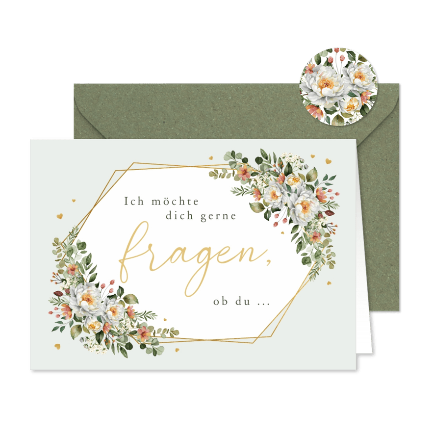 Karte Trauzeugin fragen Blumenbukett - Karteneindruck
