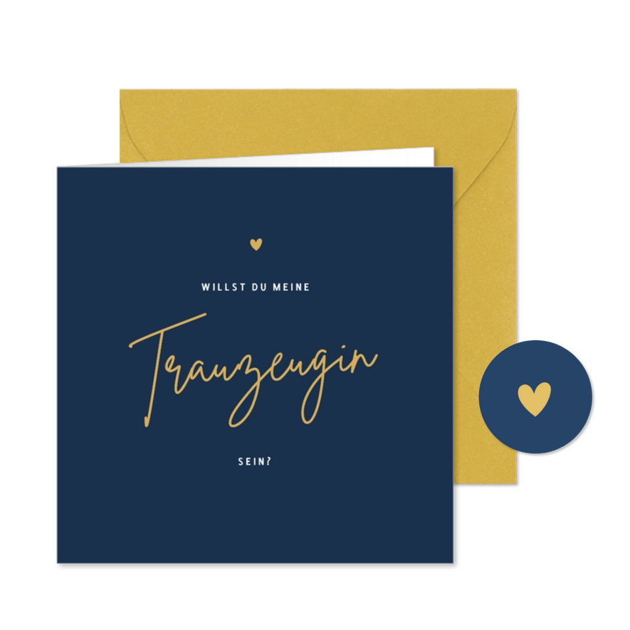 Karte Trauzeugin fragen klassisch Dunkelblau - Karteneindruck