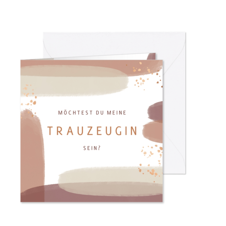 Karte Trauzeugin fragen Pinselstriche Kupferlook - Karteneindruck