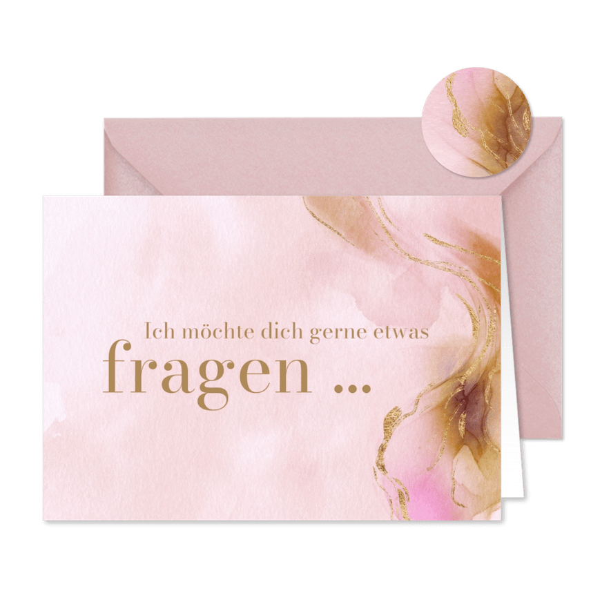 Karte Trauzeugin gesucht Aquarelldesign rosa - Kartenvorschau
