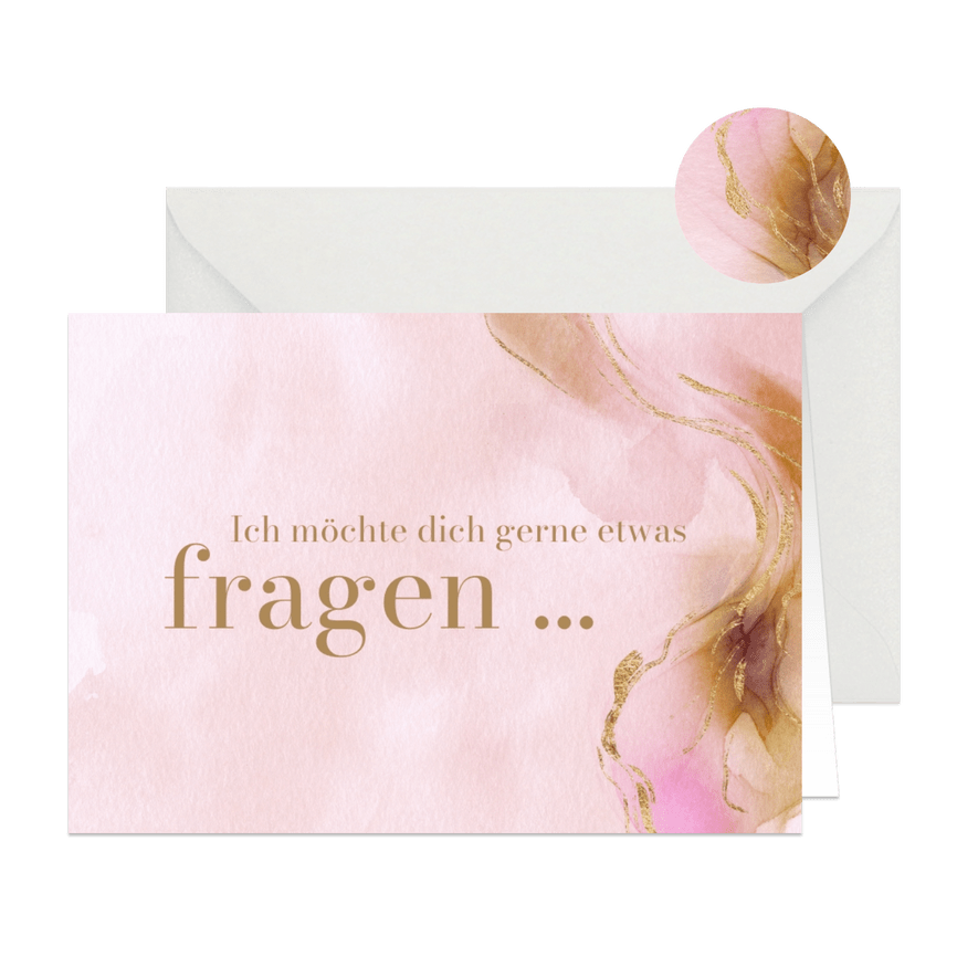 Karte Trauzeugin gesucht Aquarelldesign rosa - Karteneindruck
