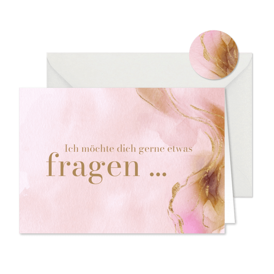 Karte Trauzeugin gesucht Aquarelldesign rosa - Karteneindruck
