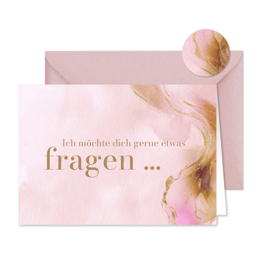 Karte Trauzeugin gesucht Aquarelldesign rosa - Karteneindruck
