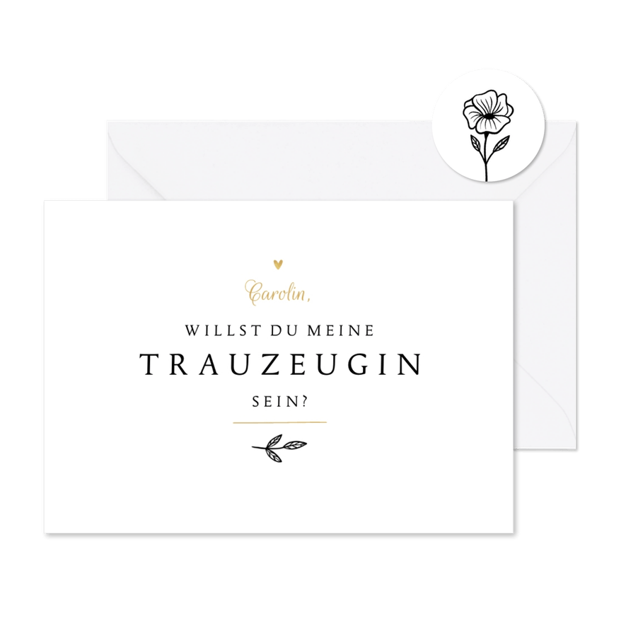 Karte 'Trauzeugin' klassisch - Karteneindruck