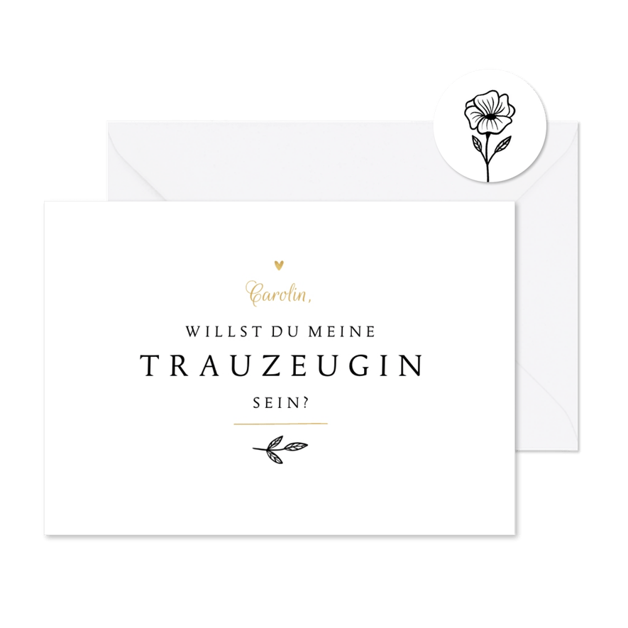 Karte 'Trauzeugin' klassisch - Kartenvorschau
