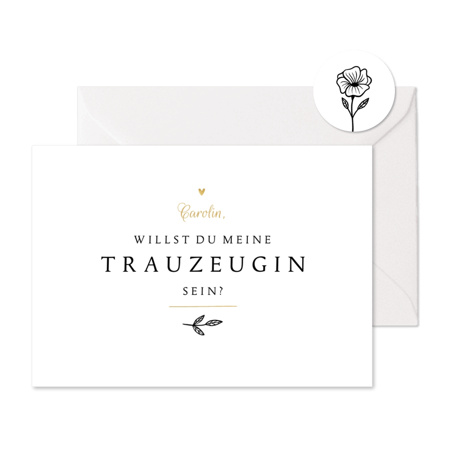 Karte 'Trauzeugin' klassisch - Karteneindruck
