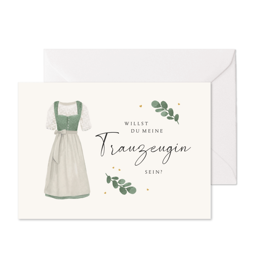 Karte Trauzeugin Trachtenhochzeit Dirndl - Karteneindruck
