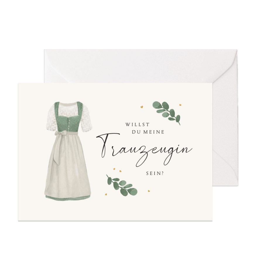 Karte Trauzeugin Trachtenhochzeit Dirndl - Karteneindruck
