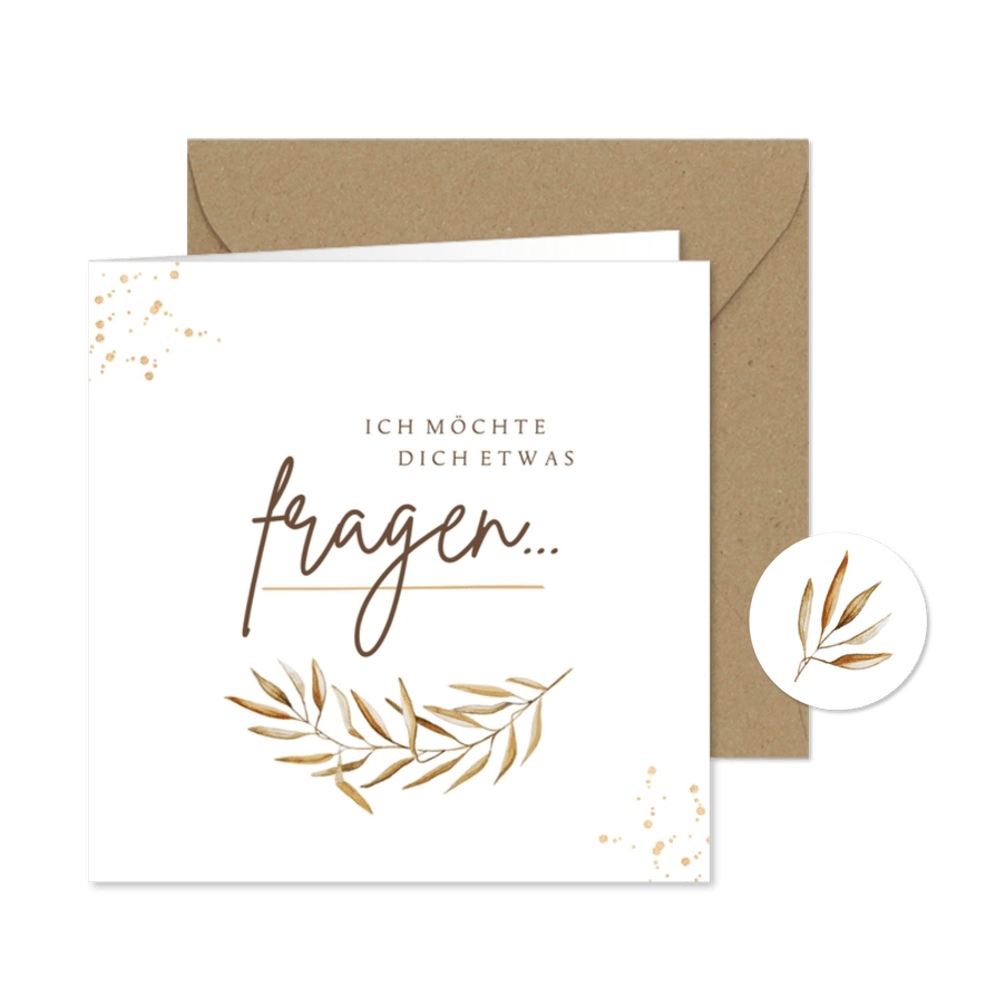 Karte Trauzeugin / Trauzeugen fragen feine Zweige - Karteneindruck
