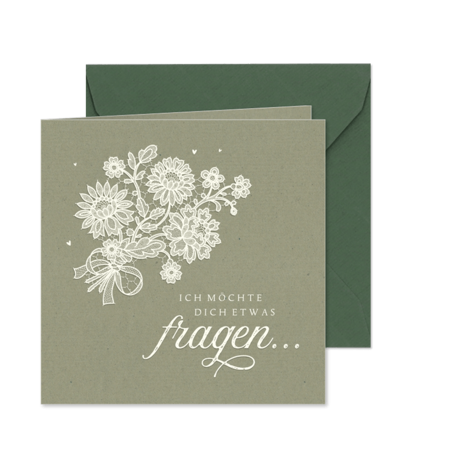 Karte 'Trauzeugin/Brautjungfer fragen' romantisch Spitze - Karteneindruck